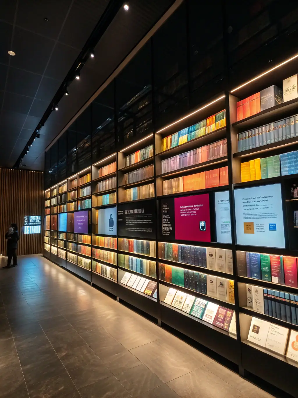 A well-organized digital library interface with various culinary business books and guides neatly arranged on virtual shelves.
